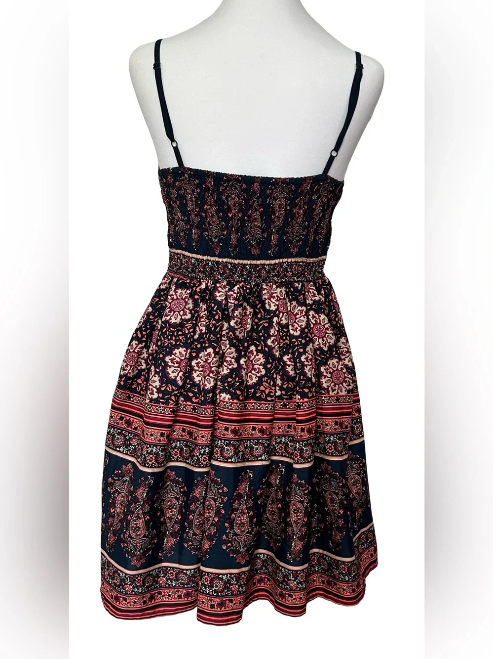 Band of Gypsies Floral Mini Dress Coastal Cowgirl Festival Boho Smocked Medium - Picture 5 of 8